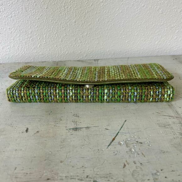 Shiraleah clutch hand bag green tweed fabric satin liner retro office siren - Picture 8 of 11